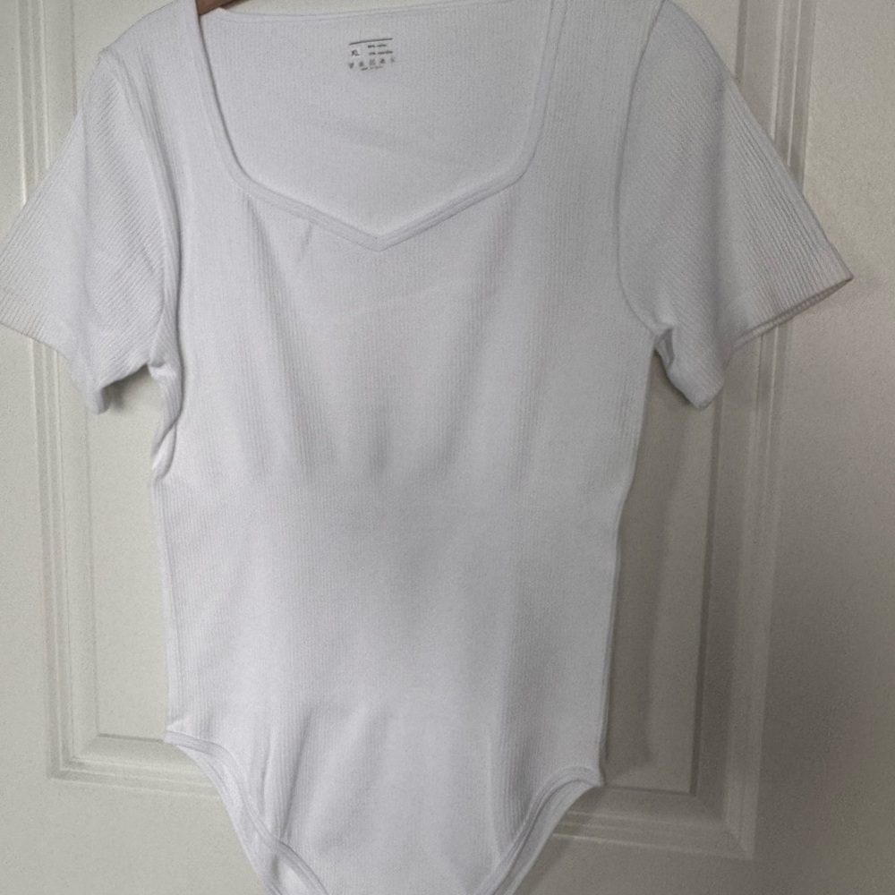 White Ribbed Bodysuit